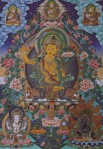 Wisdom Sword Clears Obstacles, Prajna Light Awakens Enlightenment | Xizang,china Manjushri Thangka | Hand-Painted One-Of-A-Kind Masterpiece by Kuan Ta Cai Rang - Image 3